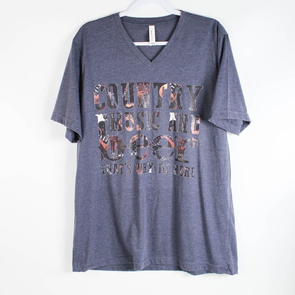 Country Music & Beer Shirt - Size XL - NEW - Bella Canvas
